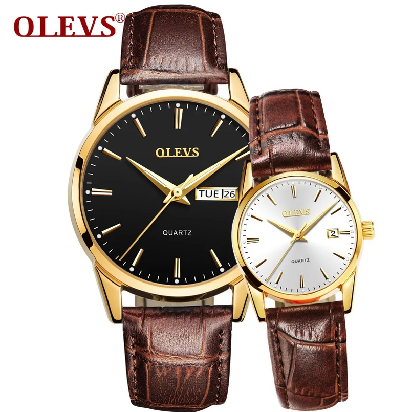 

OLEVS couple watches a pair of men's watches top brand luxury ladies watch day and week clock quartz Valentine's Day gift