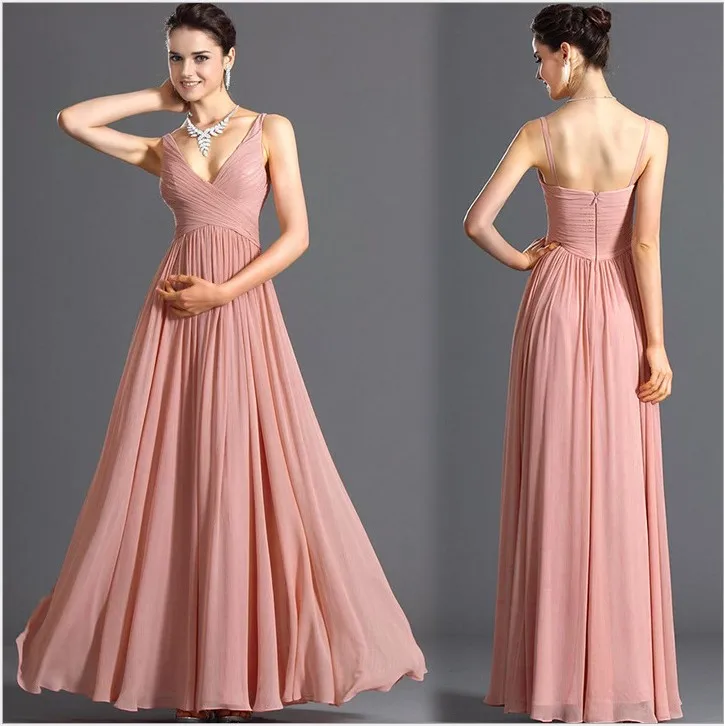 

2019 New girls fashion long design chiffon pink dresses women's casual summer holiday beach soft dress Elegant V neck XL L #W97