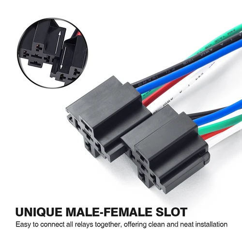 MICTUNING-SPST 자동차 전기 릴레이, 6 개, 5 핀, 14AWG 와이어 포함, 자동차 퓨즈 릴레이 스위치, 하네스 세트 30A ATO/ATC 블레이드 퓨즈 2