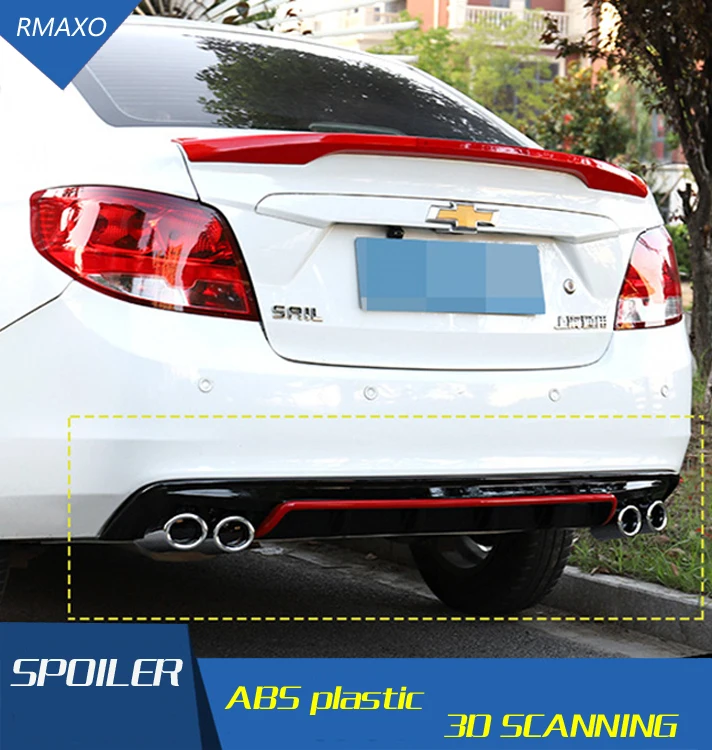 

For Chevrolet Sail Body kit spoiler 2017-2019 For Sail 3 ABS Rear lip rear spoiler front Bumper Diffuser Bumpers Protector