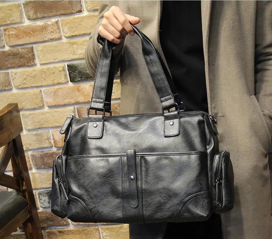 

Men's Business Tote Korean Fashion Crossbody Bag Casual Shoulder Bag Travel Bag PU Leather Briefcase Office Bags