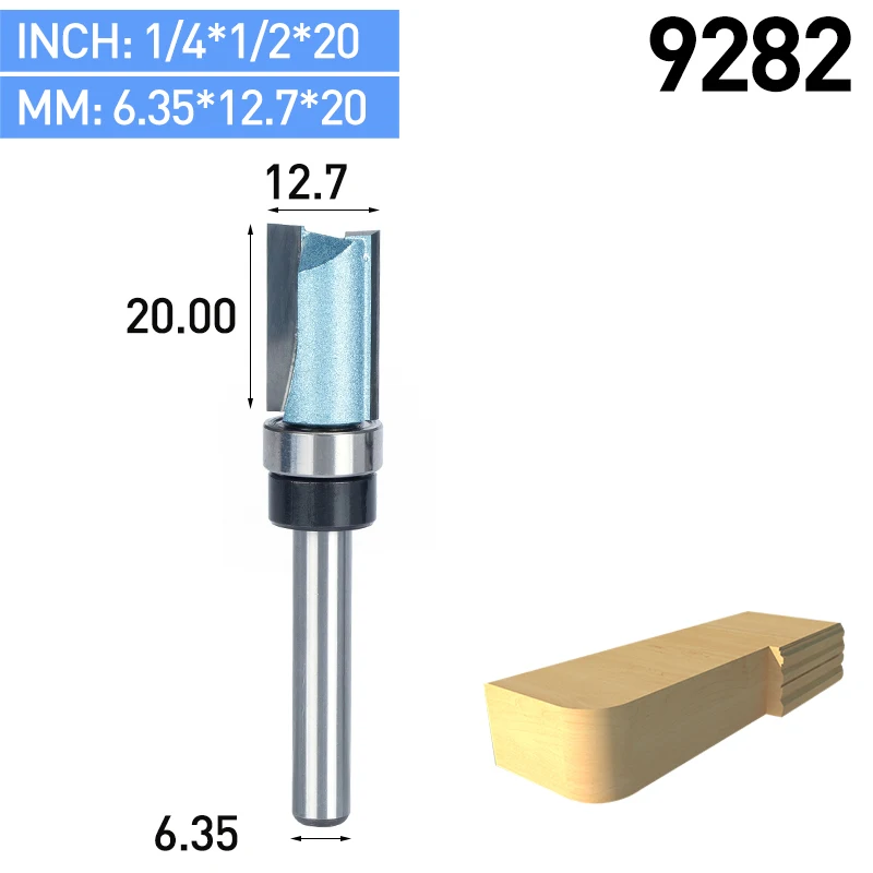 HUHAO 1 шт. подшипник заподлицо фреза для дерева 1/" 1/4" хвостовик прямой бит Вольфрам деревообрабатывающий фреза инструмент - Длина режущей кромки: 9282