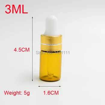 

300PCS/LOT Refillable 3ml Amber Brown Glass Dropper Bottles Vials Essential Oil Empty Bottle Wholesale by DHL/EMS Free Shipping