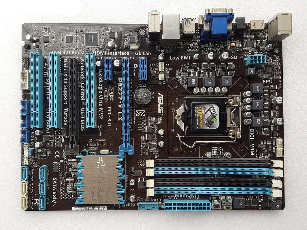  Used ASUS motherboard P8Z77-V LX LGA 1155 DDR3 i3 i5 22/32nm CPU USB3.0 32GB SATA3 VGA HDMI Z77 Des
