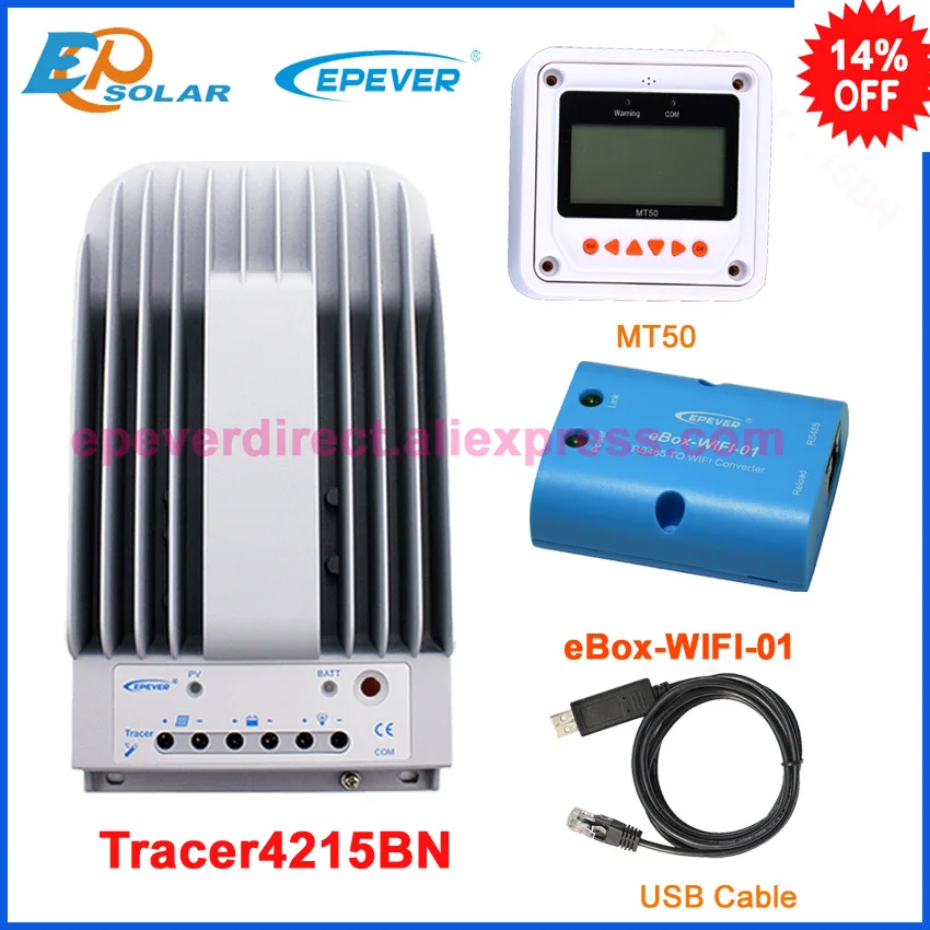 

EPEVER 12v 24v automatic switch eBOX-Wifi-01 Tracer4215BN EPsolar regulator Solar battery Charger Controller MT50 and USB cable