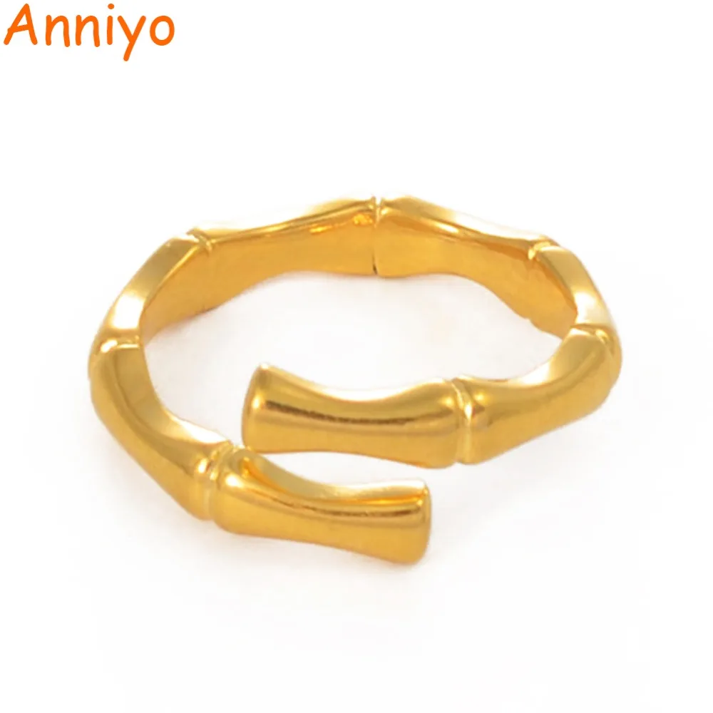 Anniyo цвета золота бамбук кольцо Размеры для Для женщин на шее, В Гавайском Мода ювелирные вечерние любимой Регулировка размера кольца#063904