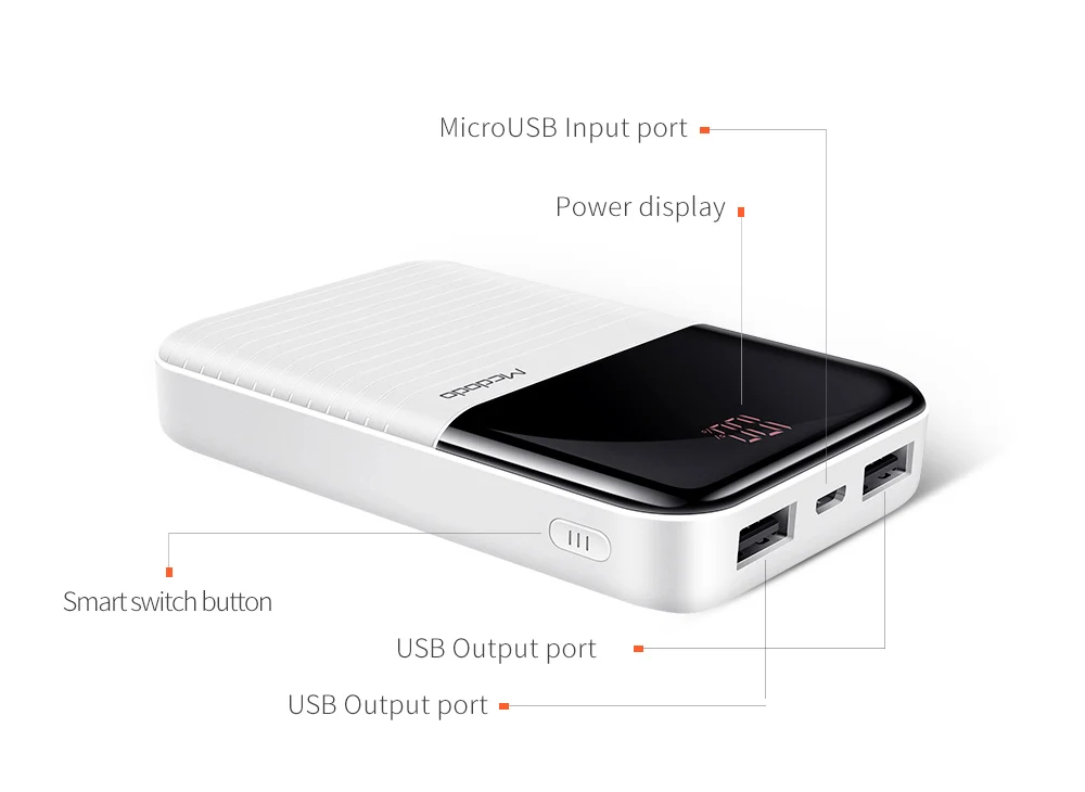 Mcdodo Mini power Bank 10000 мАч для Xiaomi Pover Bank портативное Внешнее зарядное устройство для телефона для IPhone X huawei P20 PoverBank