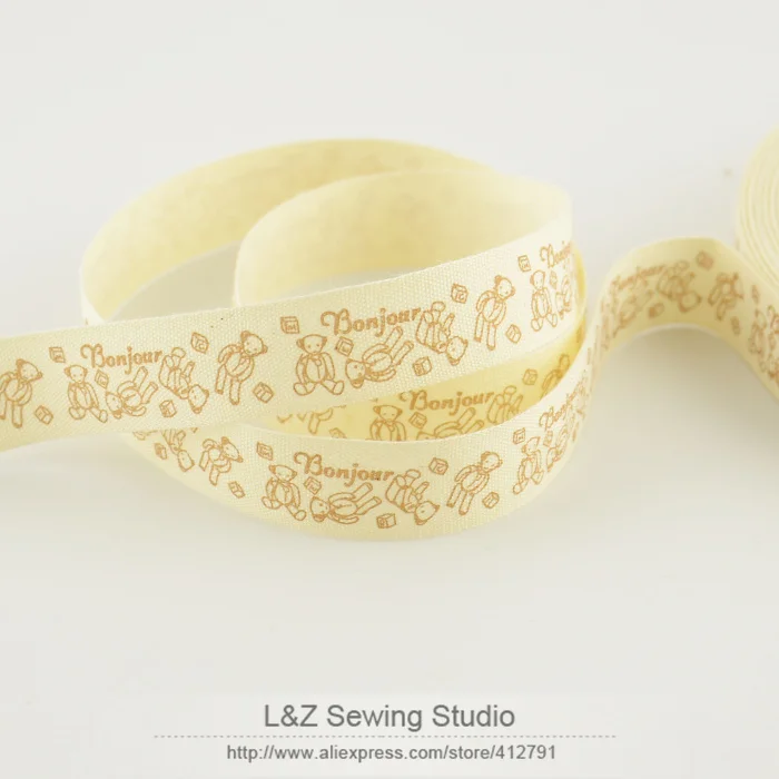 F039#-3 free shipping mini.order is $5(mix order) 1.5CM width Zakka cotton label lovely little bear ribbons textile | Дом и сад