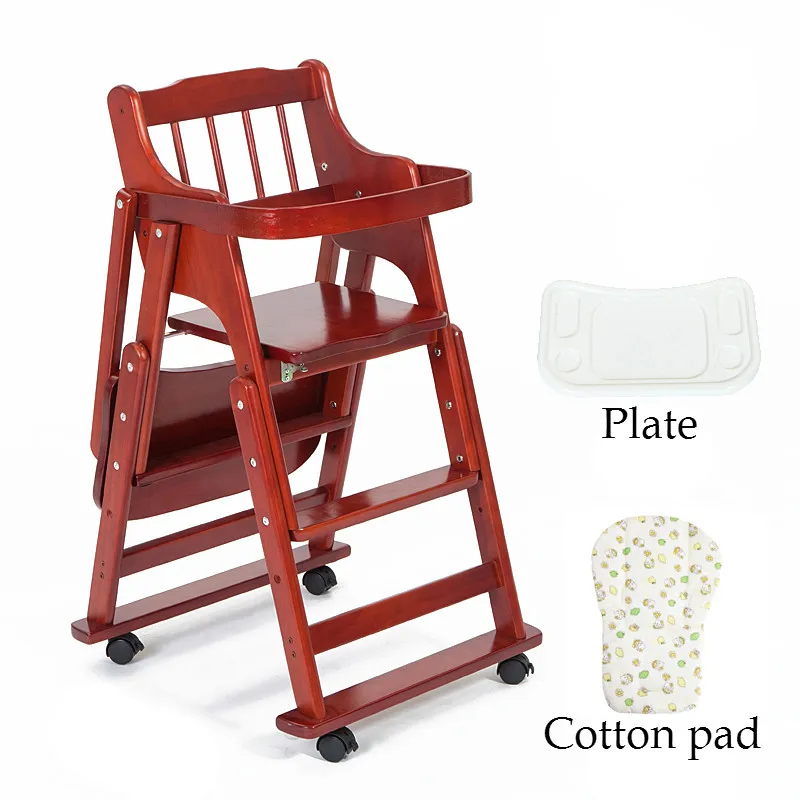 

Solid Wood Baby Dining Chair Multifunctional Baby High Chair Portable Folding Baby Feeding Chair Rotary Plate Baby Chair C01
