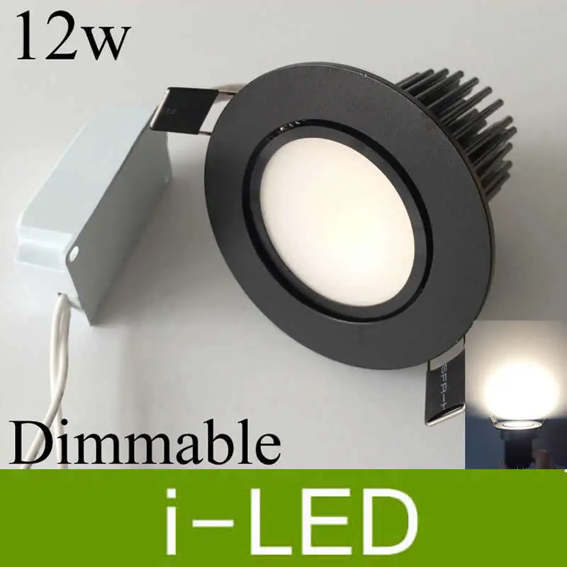 Frosted cover CREE cob 12w led downlight dimmable led recessed spot light lamp 110 240v black