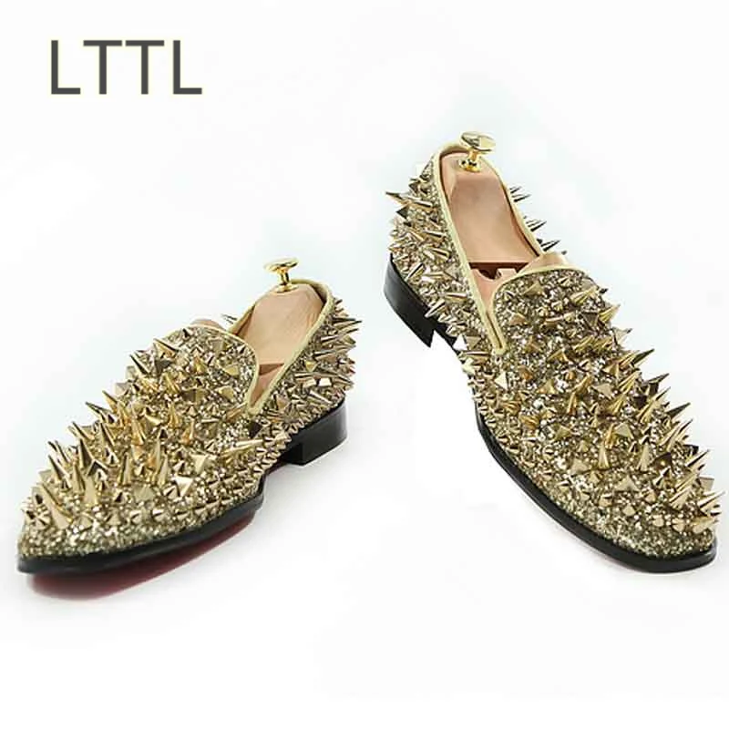 rose gold spiked loafers