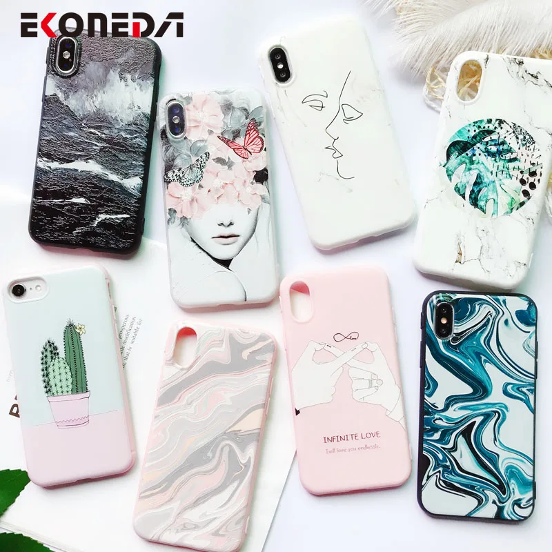 EKONEDA Soft TPU Phone Case For iPhone 6S Case Silicone Black Simple Scrub Back Cover For iPhone 7 6 6S 7Plus XS Max X 8 Case