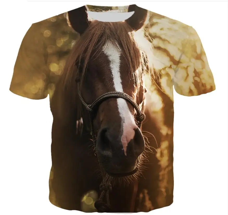 

Summer New Wild Horse 3D Print Men T Shirt Animal Mustang T Shirt Men/Women Harajuku Streetwear Short Sleeve Tops