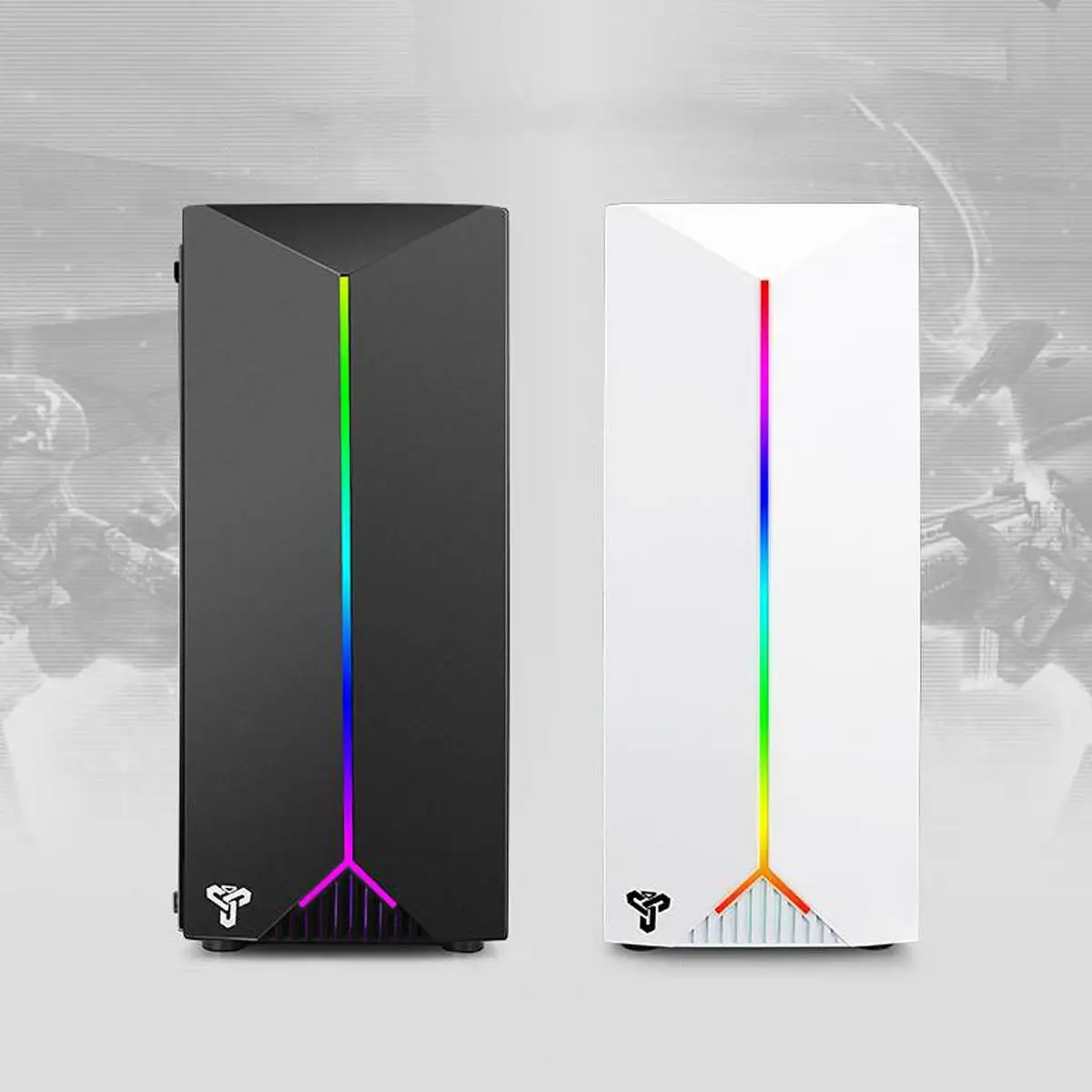  LEORY Gaming Pc Case Acrylic Transparent Side Panels Electric Contest Gaming with RGB Belt support 