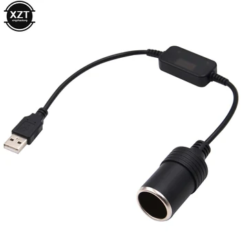 

USB Cable 5V to 12V Car Cigarette Lighter Socket Wired Controller Converter Power for Xiaomi Power Bank for Driving Recorder