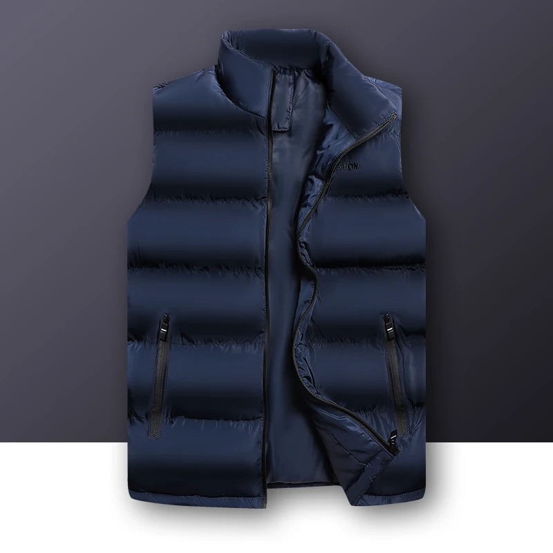 

2019 Autumn Winter Casual Vest Male High Quality Sleeveless Jacket Mens Plus Size Warm Waistcoat Solid Outwear Vest Veste Homme