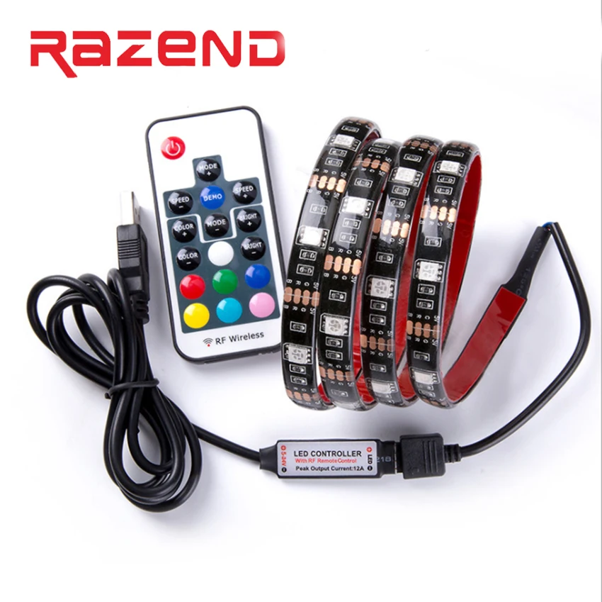Светодиодная лента USB 5050 RGB для подсветки телевизора комплект с 17 клавишами