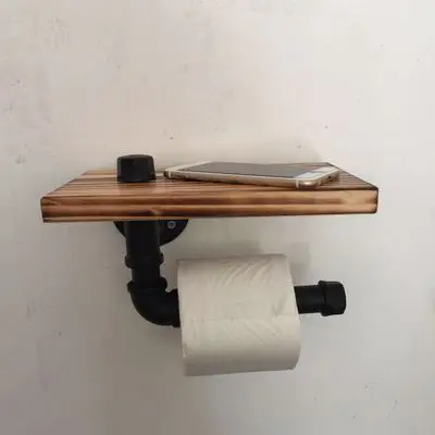 Настенная вешалка для полотенец кронштейн для полотенец твердая деревянная панель ванная вешалка для полотенец в Туалет крючок латунный промышленный кронштейн для полки - Цвет: board and bracket