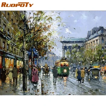 

RUOPOTY Street Scene Abstract Oil Painting By Numbers Diy Wall Art Picture Hand Painted Home Decor For Living Room Unique Gift