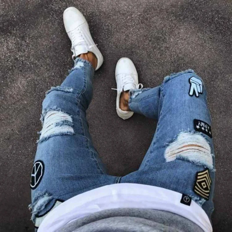 S-3XL Men Stylish Ripped Jeans Pants Biker Skinny Slim Straight Frayed Denim Trousers New Fashion Skinny Jeans Men Pant S-3XL Men Stylish Ripped Jeans Pants Biker Skinny Slim Straight Frayed Denim Trousers New Fashion Skinny Jeans Men Pant
