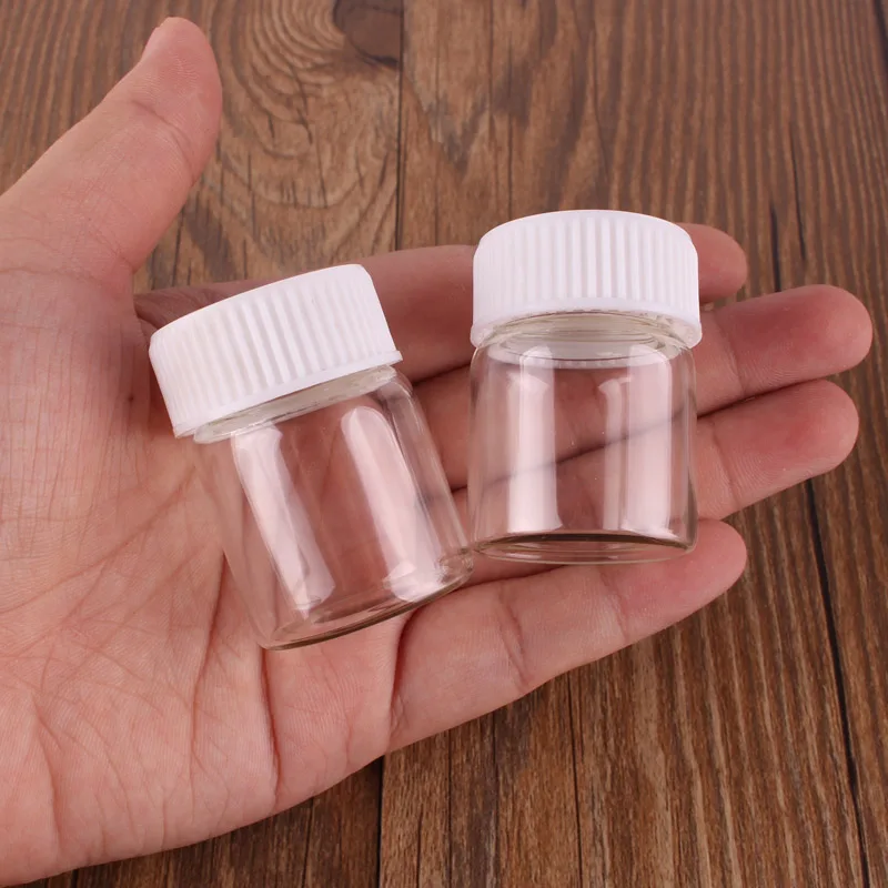 

24pcs 30*40mm 15ml Transparent Glass perfume Spice Bottles with White Plastic Screw Cap Tiny Jar Vials DIY Craft