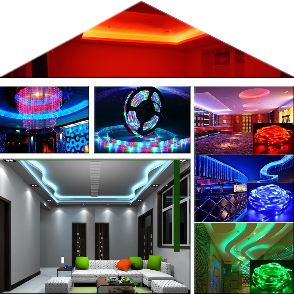 5 м RGB полоса SMD 2835 Светодиодная лента Декор световая noватероустойчивая Диодная 24K