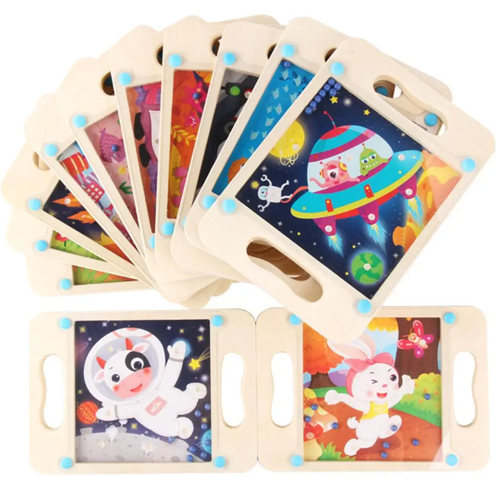 Children Logic Balance Education Wooden Math Block Toy Intellectual Maze Beads Board