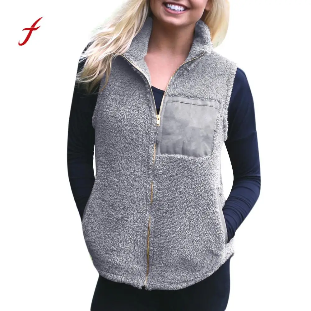 

Feitong 2018 New Winter Fashion Women's Vest Lady Faux Fur Solid Casual Sleeveless Warm Vest Waistcoat Female Parkas /PT
