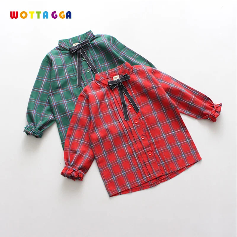 

WOTTAGGA 2018 new Spring Clothes Toddler Kids Girls Long Sleeve Cotton Shirt Checks Plaid Tops Blouse Clothes dropshipping