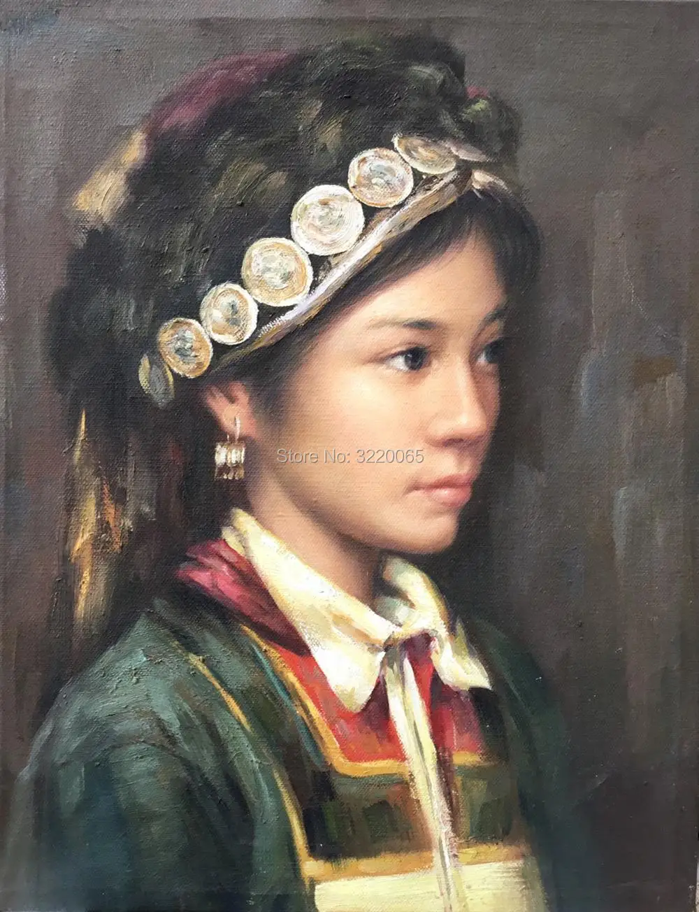 Oil Painting 100 Pure Hand Painted Character Chinese Ethnic Girl Ani Oil Painting 100 Pure Hand Painted Character Chinese Ethnic Girl Ani