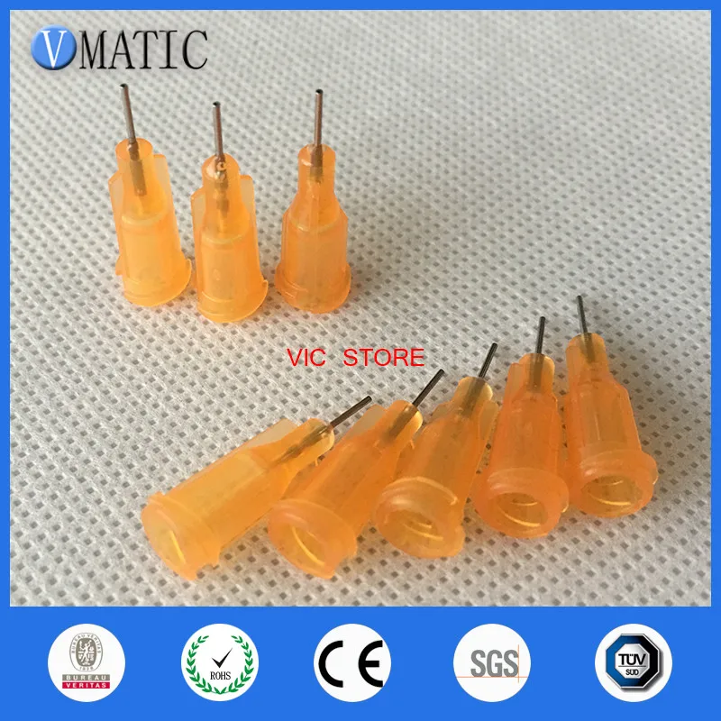 

Free Shipping Bestselling 100Pcs 23G 1/4'' Inch Stainless Steel Tip Luer Lock Glue Dispensing Needles Tip Orange Color