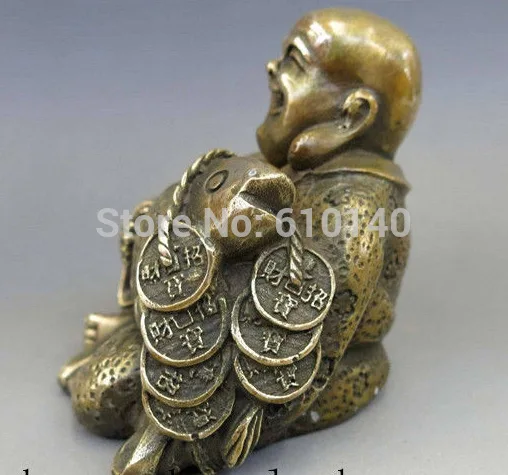 

Chinese Brass Copper Buddhism Fengshui Fish Money Wealth Maitreya Buddha Statue