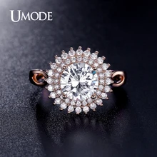 UMODE 2016 New Cubic Zircon Rings For Women Size 6 7 8 Anillos Engagement Ring Jewellery Rose Gold Plated AUR0362C