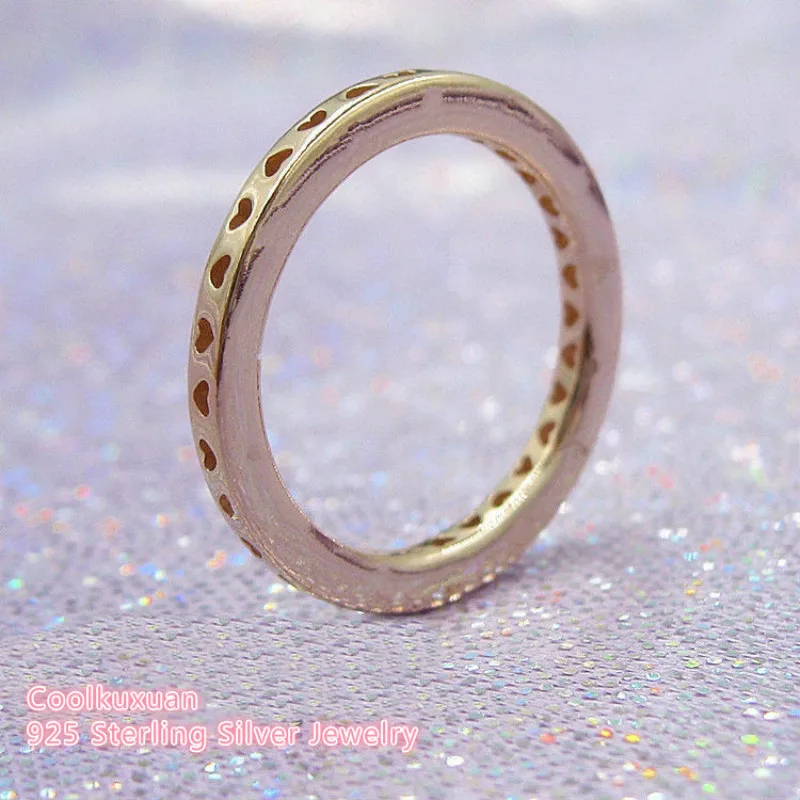

2019 new Spring Original 100% 925 Sterling Silver Signature Hearts Ring Rose colour Ring Compatible with European Jewelry