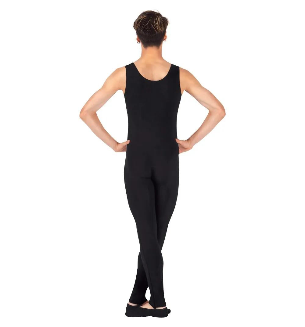 Speerise Men One Piece Black Tank Unitard Lycra Ballet Sleeveless Full Body Tight Jumpsuit Unitards Dance Costumes Bodysuit