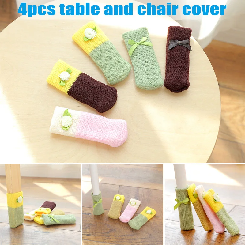 4 Pcs Small Fresh Style Knitting Table Chair Foot Leg Cover Sleeve Small Fresh Style Knitting Table Chair