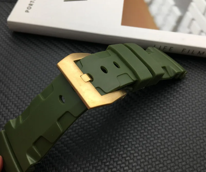 26 мм Черный Серый Армейский зеленый часы синий ремешок для Panerai ремешок для PAM Luminor резиновый ремень пряжка с язычком наручные часы браслет инструменты