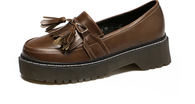 Black forme Richelieu brown Femmes Femme Plate Taille Dames Brun Fringe Appartements Nouvelle Britannique Casual Chaussures Genshuo Richelieus Automne D'été 2018 Noir n1CqOwH8xw