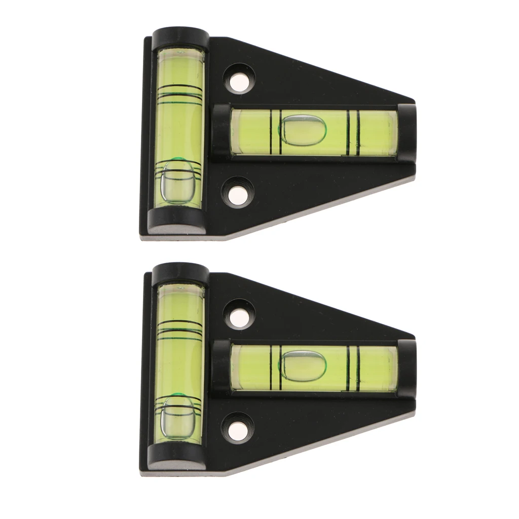 2 pack Plastic T Type Mini Bubble Spirit Level Measuring Device Lightweight DIY Tool Triangular Indicator For RV