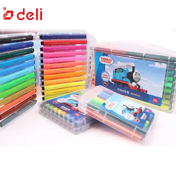 

Deli 12/18/24/36/48 Color Pen Student Drawing Set Water Colors For Children Safe Non-toxic Watercolor Washable Art Supplies