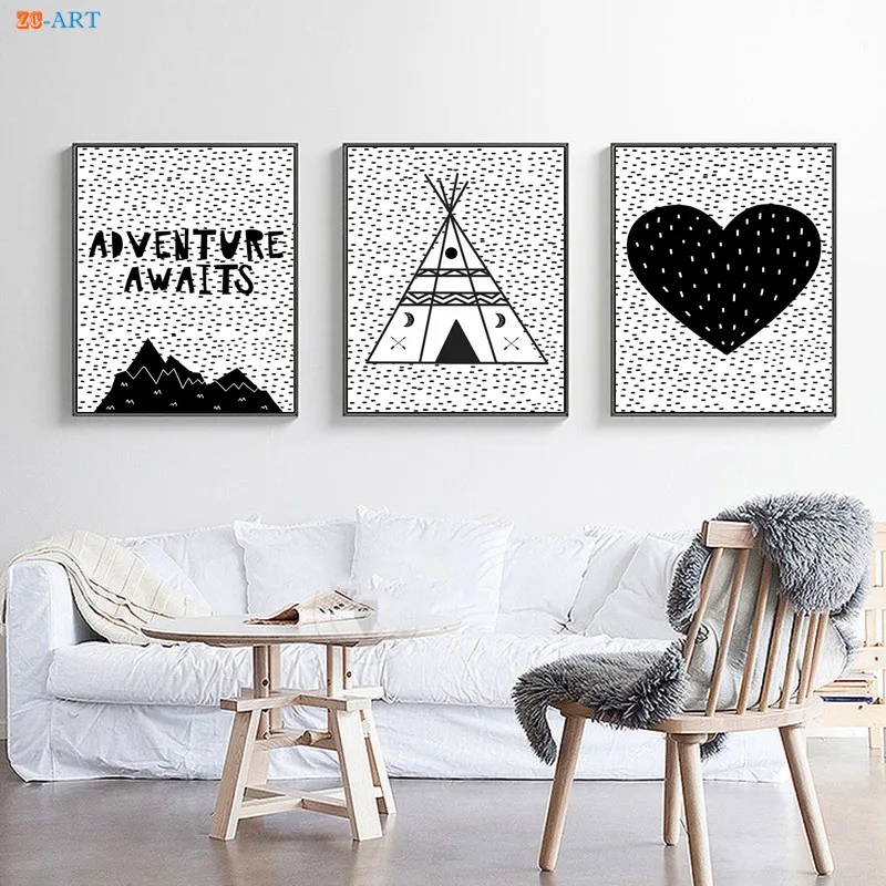 Живопись на холсте мультфильмы Черный и белый Wall Art цитаты плакат с принтом в виде