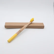 Бамбуковая зубная щетка желтого цвета круглая бамбуковая ручка черная щетина для взрослых Tandenborstel деревянная ручка низкая углеродная зубная щетка