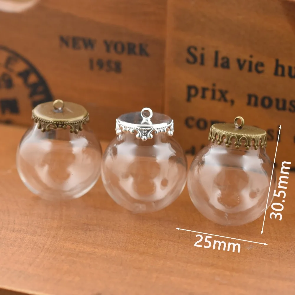 5 компл. 25*15 мм полый стеклянный глобус с установкой база бусины крышка набор orb Стеклянные Флаконы подвеска в форме стеклянной бутылки ювелирные изделия кулон