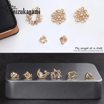 

Alloy Golden Geometric Flowers Moon Base Earrings Connector 10pcs/lot For Earrings Jewelry Making Finding Accessories
