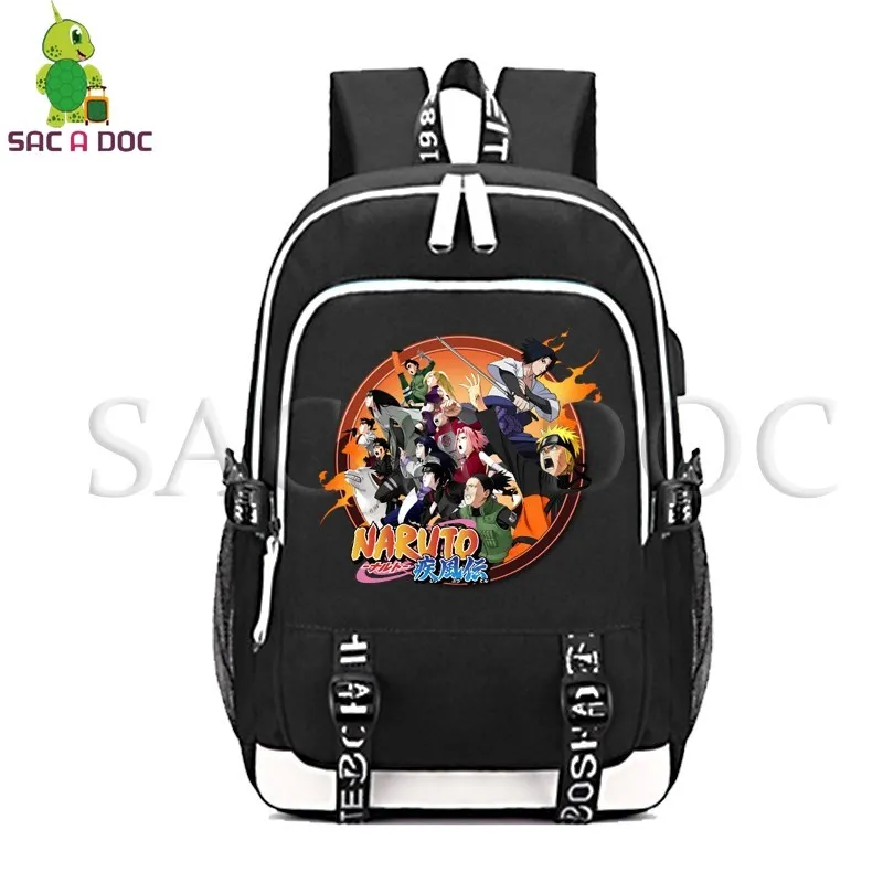 

Anime Naruto Multifunction Backpack Naruto/Sasuke/Kakashi Printed School Backpack for Women Men USB Charging Laptop Travel Bags