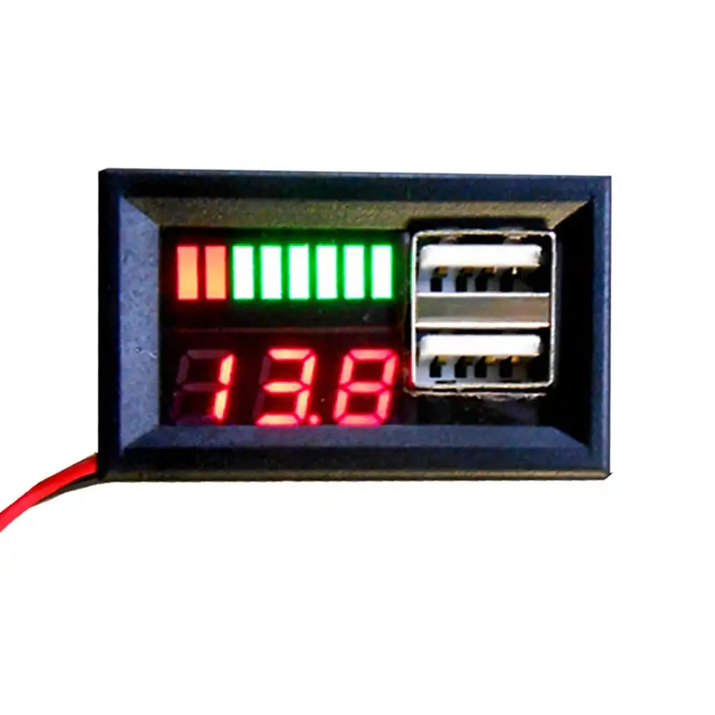 Motorcycle Electric Battery Capacity Indicator Voltage Power Display Dual USB Output Digital Voltmeter Voltage Tester Monitor