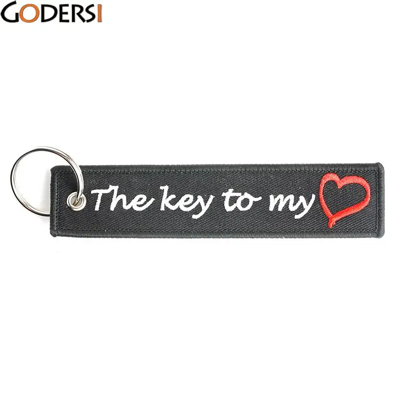

Godersi 1PC The Key to My Heart Key Chain Bijoux Keychain for Cars Gifts Key Tag Embroidery Motorcycles Key Ring YSK6006