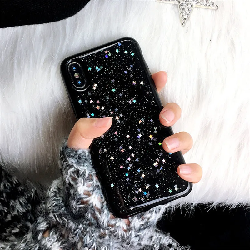 

Bling Soft Case For iPhone XS Colorful Stars Shining Soft Clear TPU Silicon Cover For iPhone XR XS MAX X S 5.8"6.1"6.5" Case