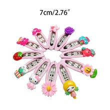 5 шт./компл. шарф Детские заколки для волос, для маленькой девочки аксессуары красочные мультфильм животных и цветами; украшение из эпоксидной смолы BB заколки для волос