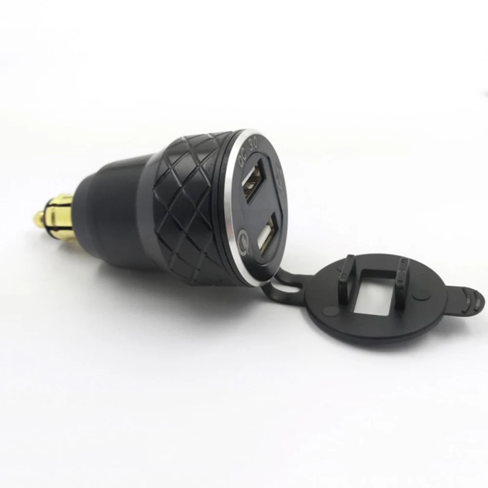 Черное зарядное устройство с двумя USB портами для мотоцикла BMW DIN Hella адаптер